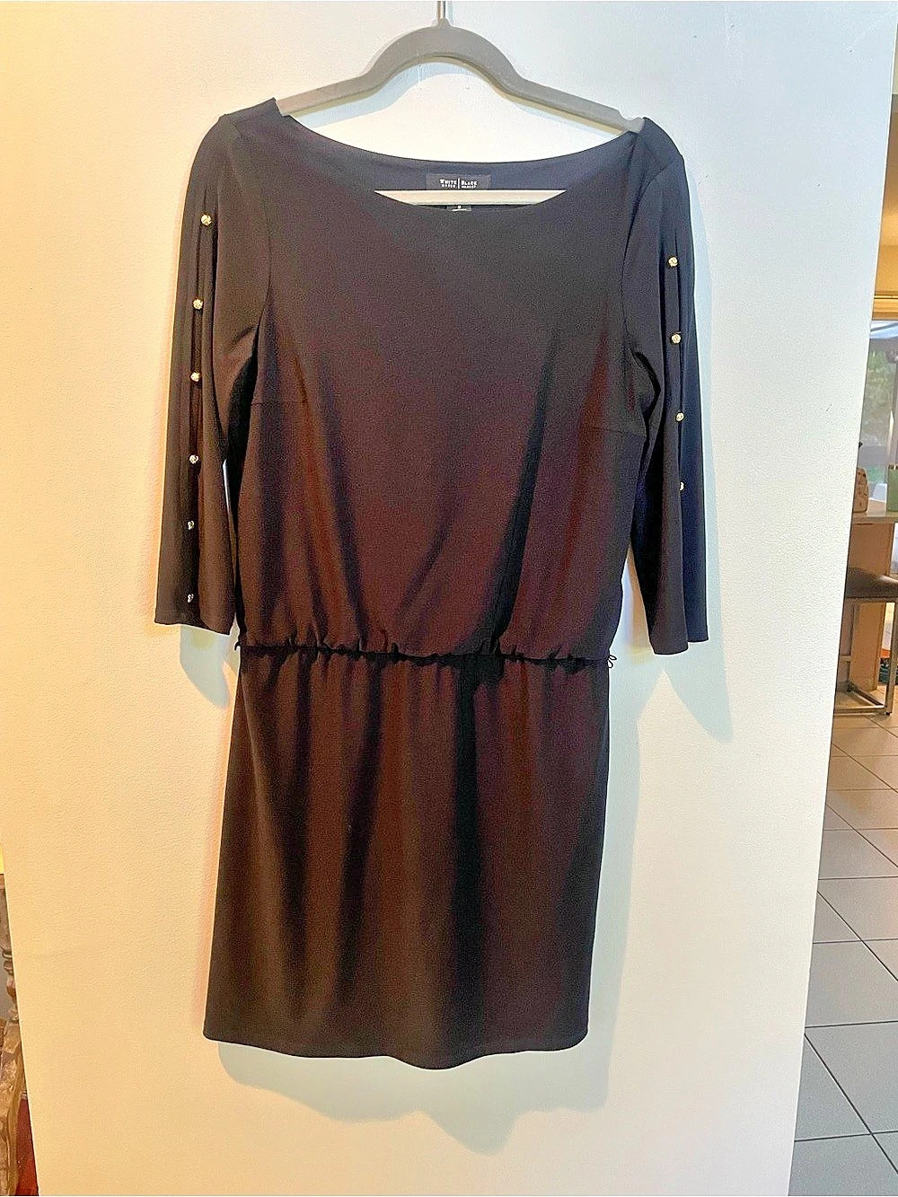 White House Black Market Long Sleeve Mini Dress in Black Size Small
